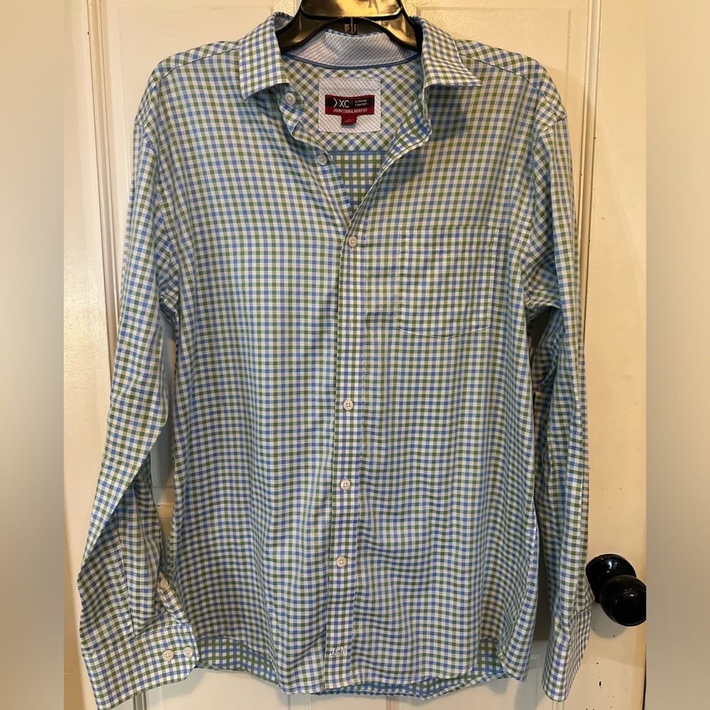 Johnston &‎ Murphy Shirt Men's. Medium Flip cuff XC4 Extreme Comfort Check Plaid